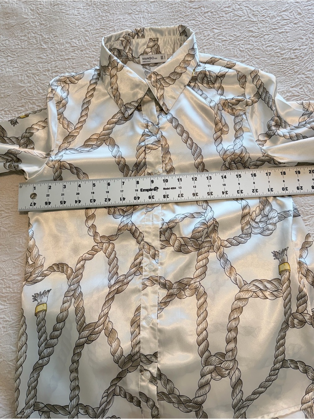 Mango White Rope-Print Button-Up Blouse - Picture 4 of 10